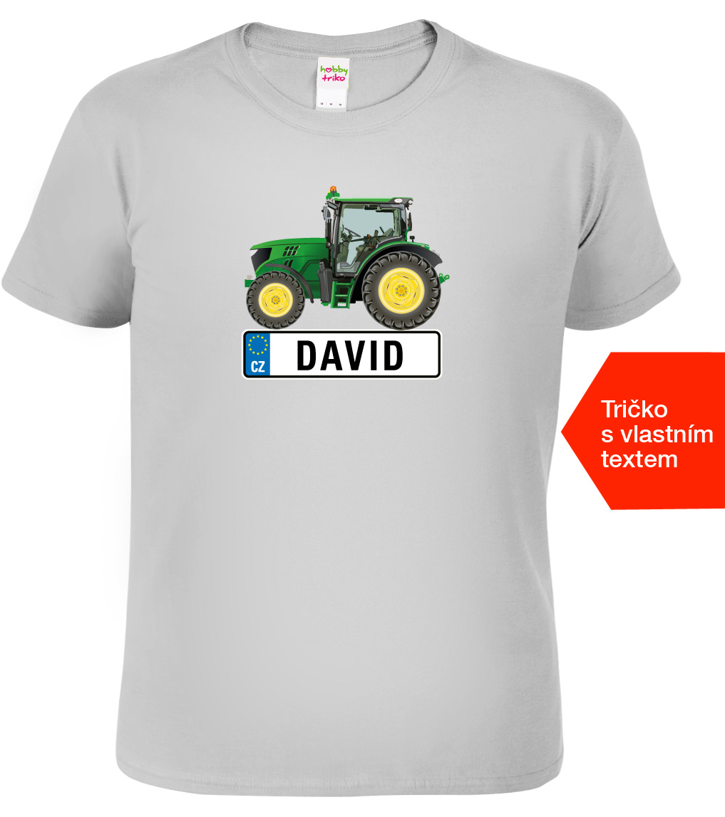 Pánské tričko k svátku - Traktor SPZ Barva: Světle šedý melír (03), Velikost: S
