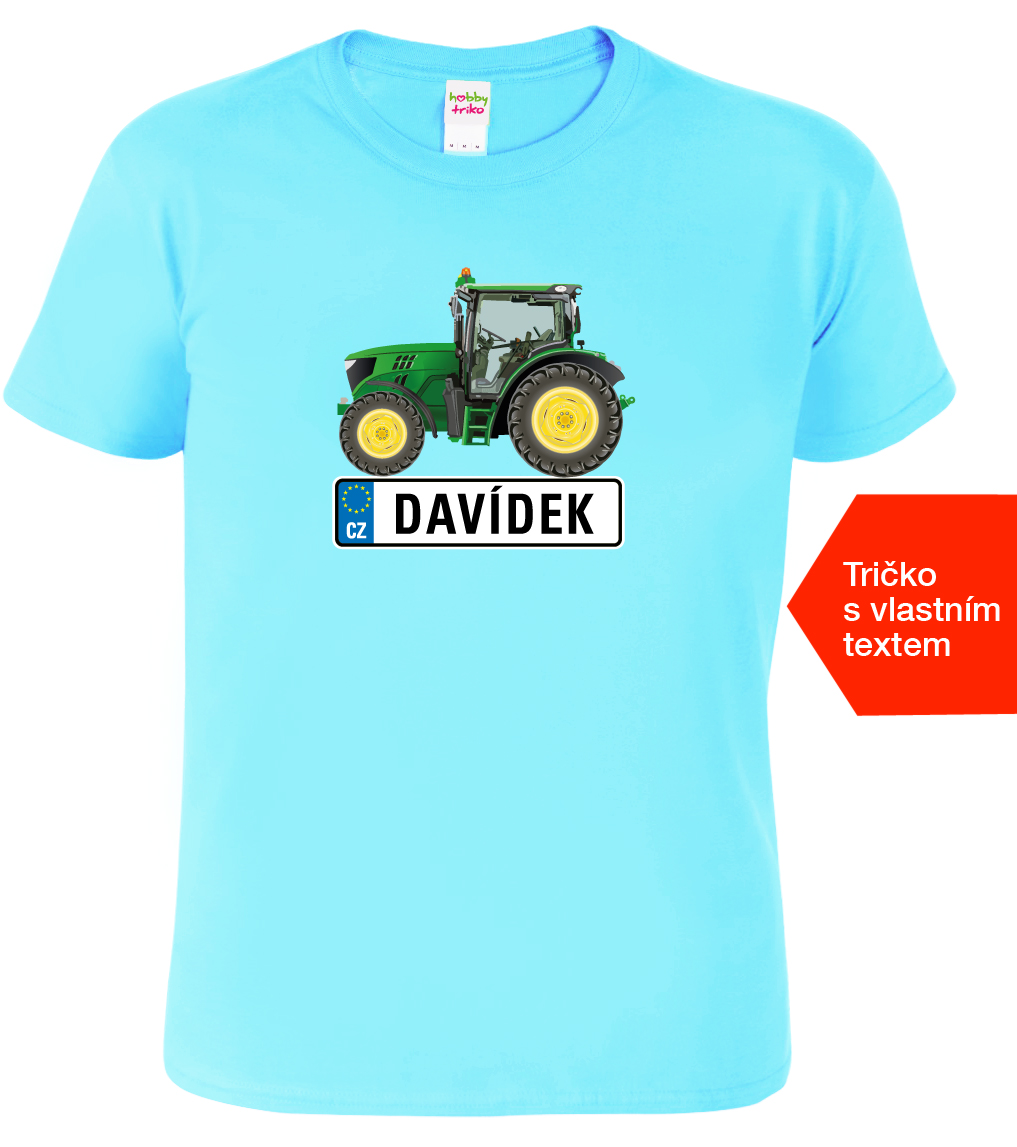 Dětské tričko k svátku - Traktor SPZ Barva: Nebesky modrá (15), Velikost: 10 let / 146 cm