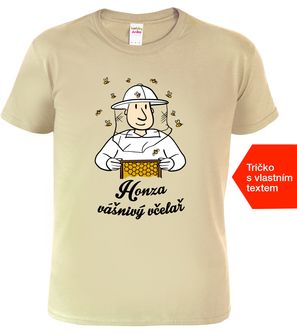 Pánské tričko k svátku - Vášnivý včelař Barva: Béžová (51), Velikost: M