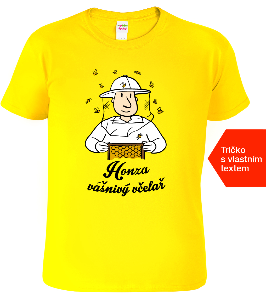 Pánské tričko k svátku - Vášnivý včelař Barva: Žlutá (04), Velikost: XL