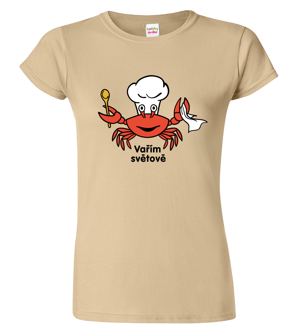 Dámské tričko pro kuchařku - Krab Barva: Béžová (51), Velikost: S