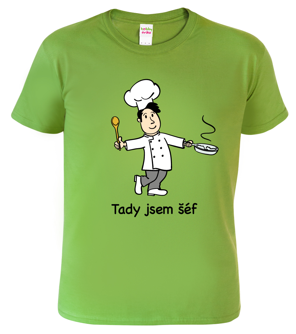 Pánské tričko pro kuchaře - Tady jsem šéf Barva: Apple Green (92), Velikost: S