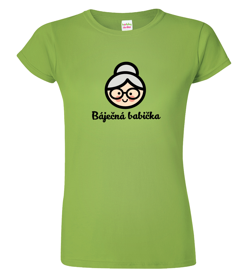Tričko pro babičku - Báječná babička Barva: Apple Green (92), Střih: Dámský, Velikost: S