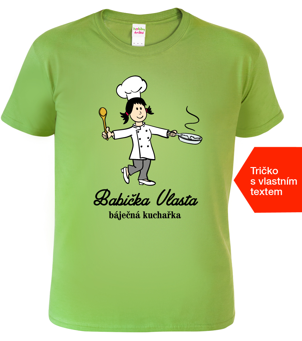 Tričko pro babičku - Báječná kuchařka Barva: Apple Green (92), Střih: Pánský, Velikost: S