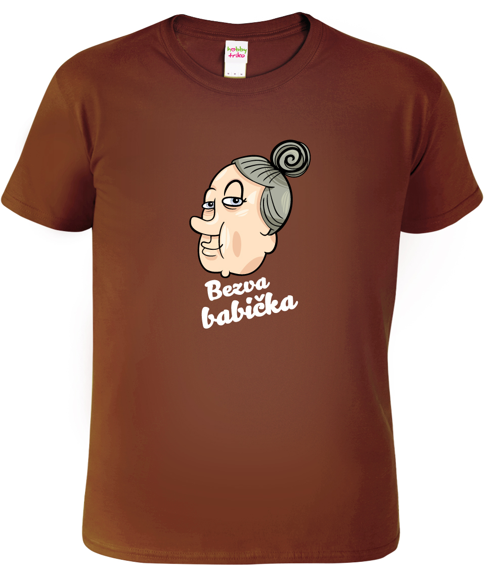 Tričko pro babičku - Bezva babička Barva: Čokoládová (38), Střih: Pánský, Velikost: XL