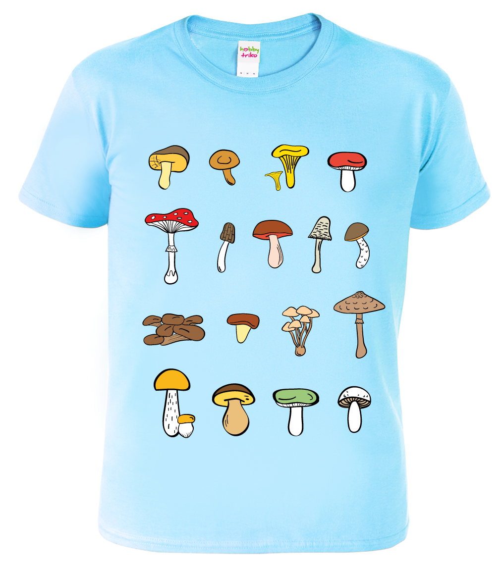 Dětské tričko pro houbaře - Atlas hub Barva: Nebesky modrá (15), Velikost: 12 let / 158 cm