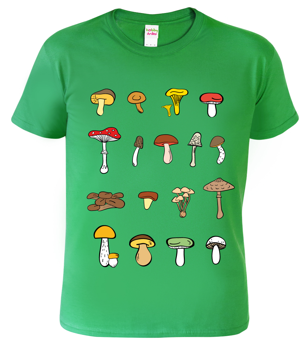 Dětské tričko pro houbaře - Atlas hub Barva: Středně zelená (16), Velikost: 12 let / 158 cm