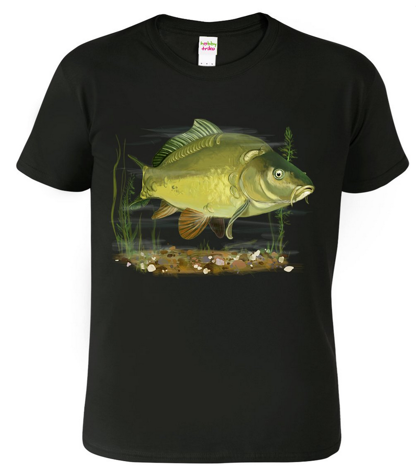 Dětské tričko pro rybáře - Kapr obecný Barva: Černá (01), Velikost: 10 let / 146 cm