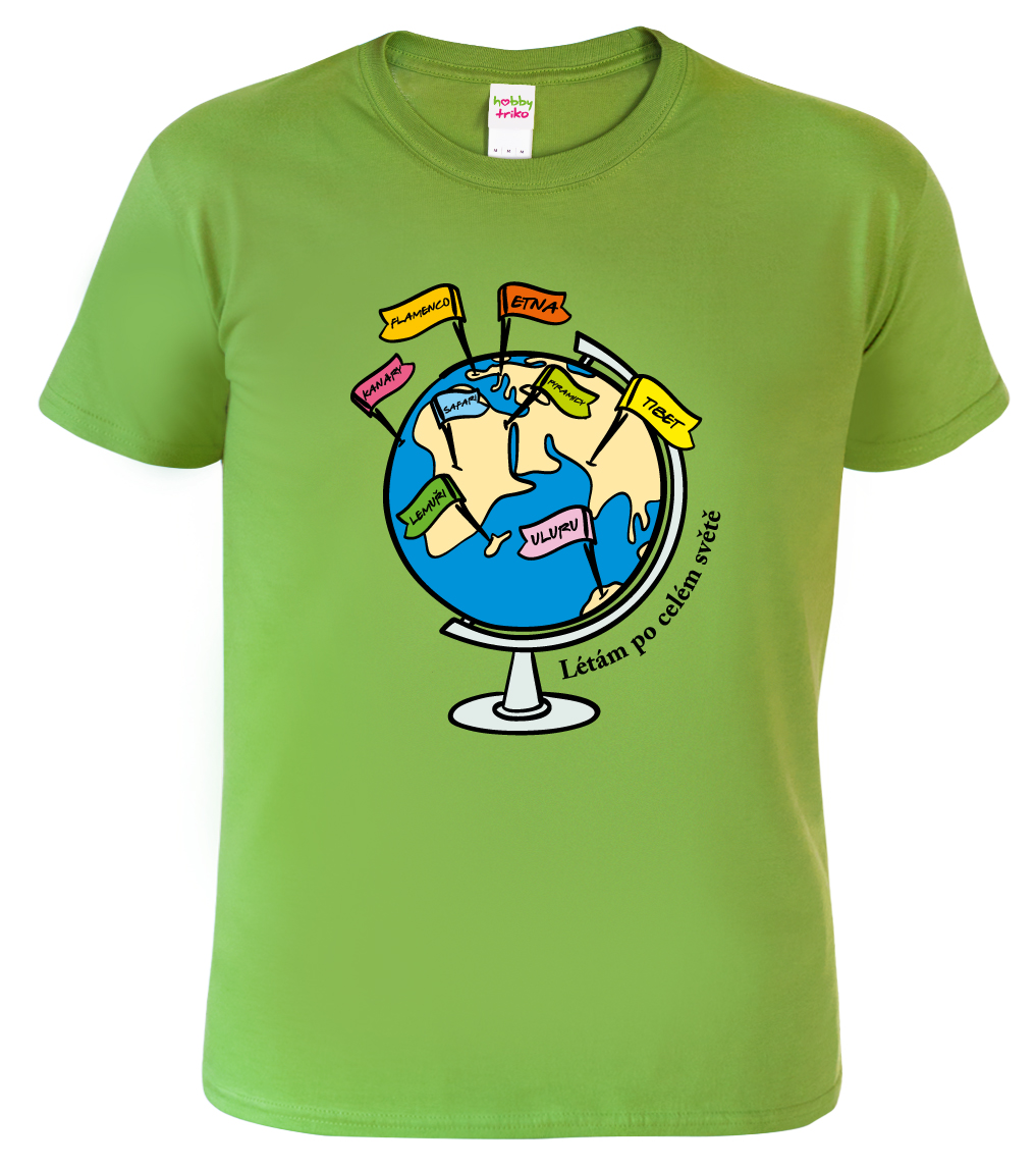 Pánské cestovatelské tričko - Globus Barva: Apple Green (92), Velikost: S