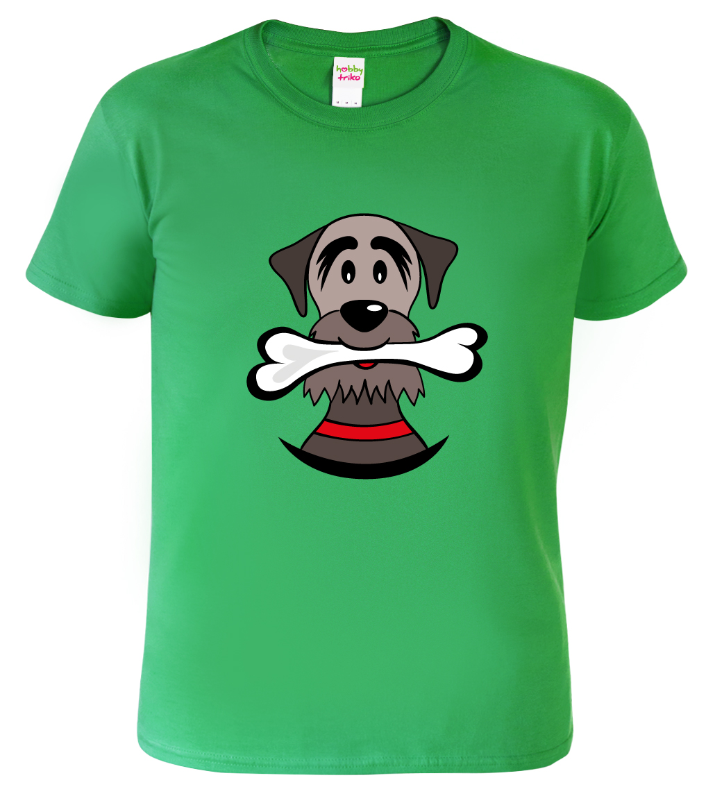 Dětské tričko pro pejskaře - Pejsek a kost Barva: Středně zelená (16), Velikost: 10 let / 146 cm