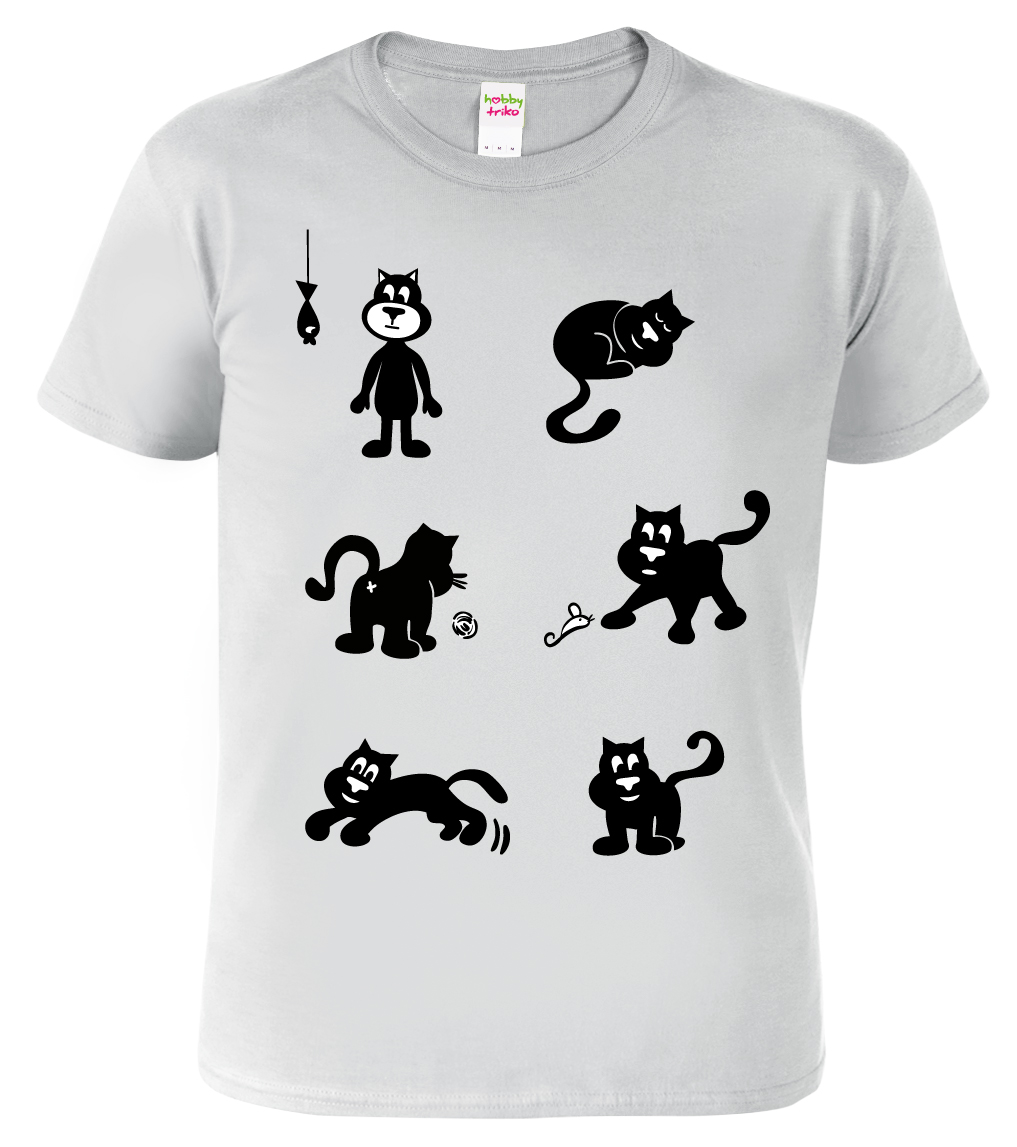 Dětské tričko s kočkou - Kočky Barva: Světle šedý melír (03), Velikost: 4 roky / 110 cm