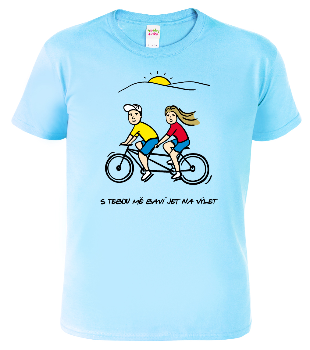 Pánské cyklistické tričko - Dvojkolo Barva: Nebesky modrá (15), Velikost: L