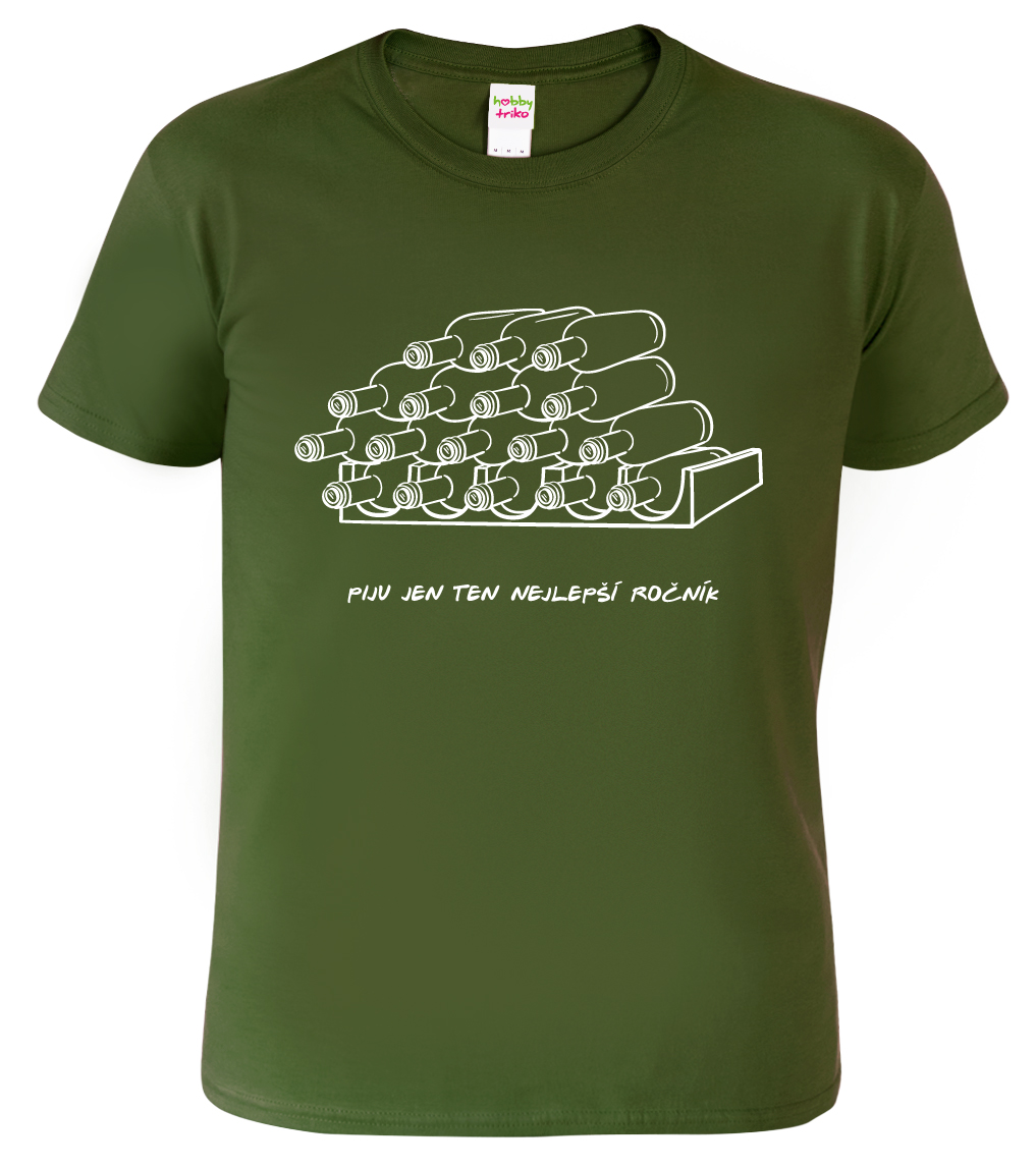 Pánské tričko pro vinaře - Zrající láhve vína Barva: Vojenská zelená (Military Green), Velikost: S