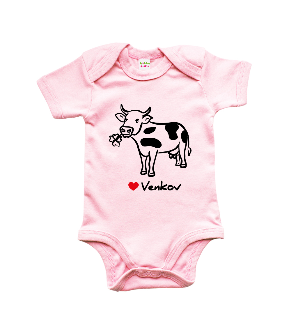Dětské body - Kráva Barva: Světle růžová (Powder Pink), velikost: 3-6 m