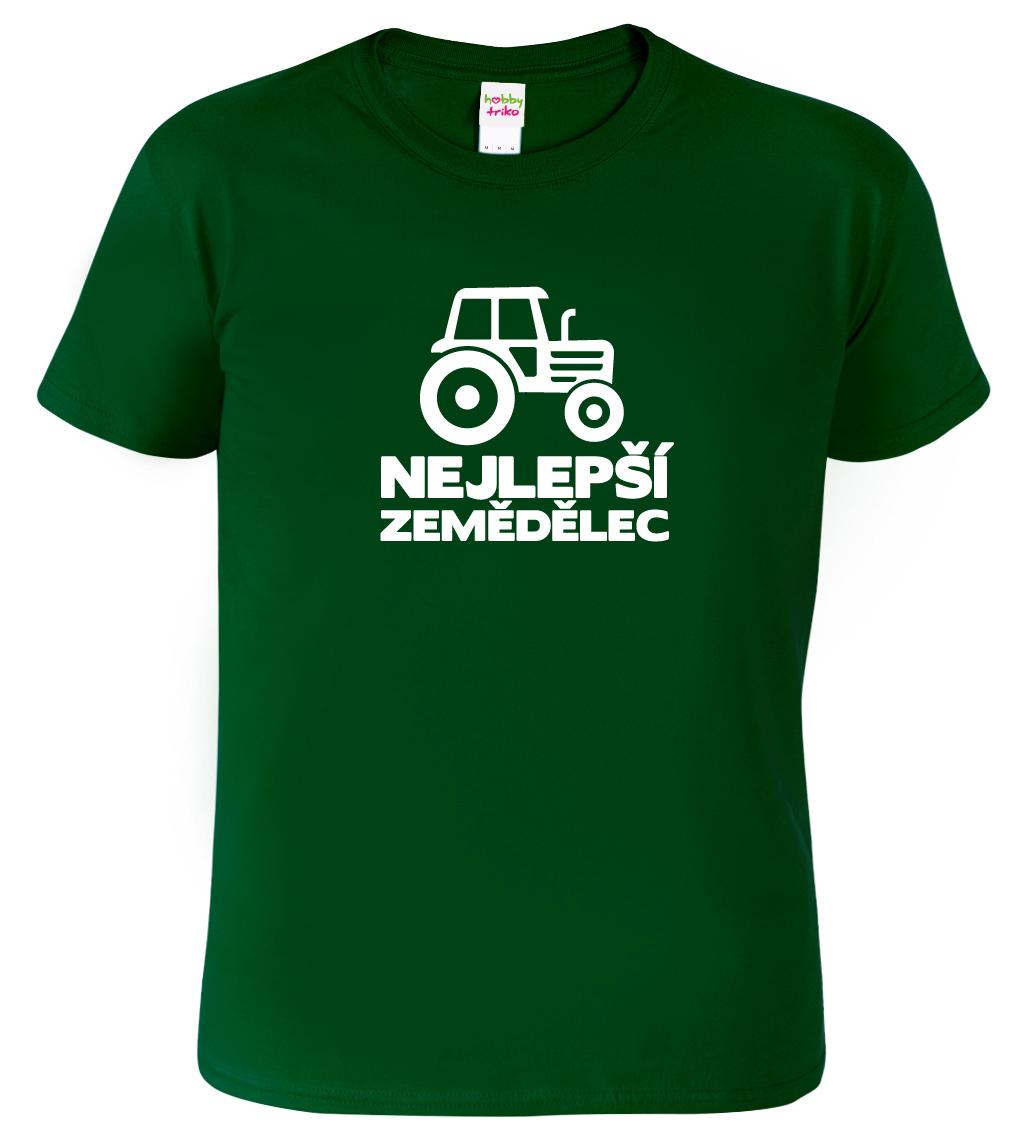 Pánské tričko pro zemědělce - Nejlepší zemědělec Barva: Lahvově zelená (06), Velikost: L