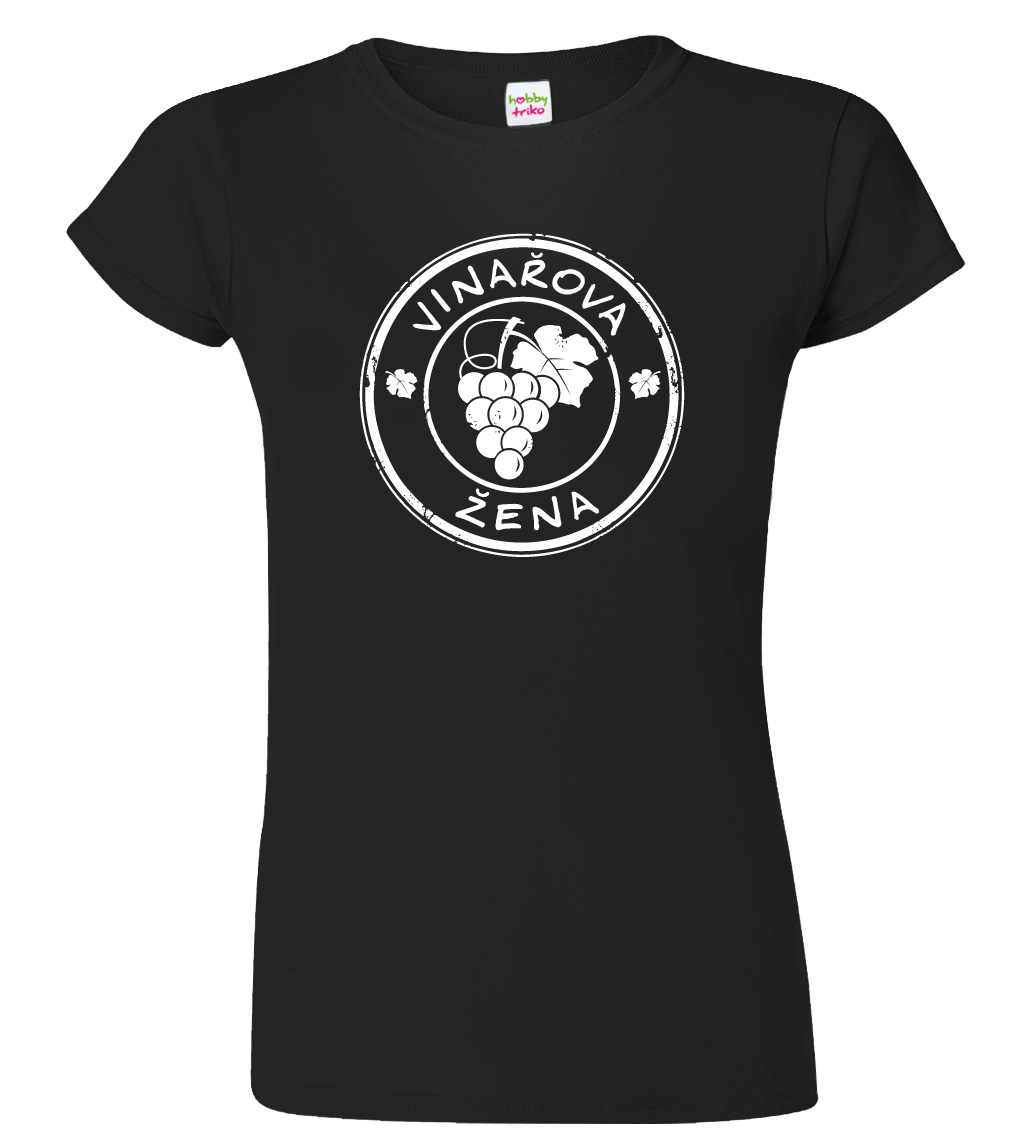 Dámské tričko pro vinaře - Vinařova žena Barva: Černá (Black), Velikost: 3XL