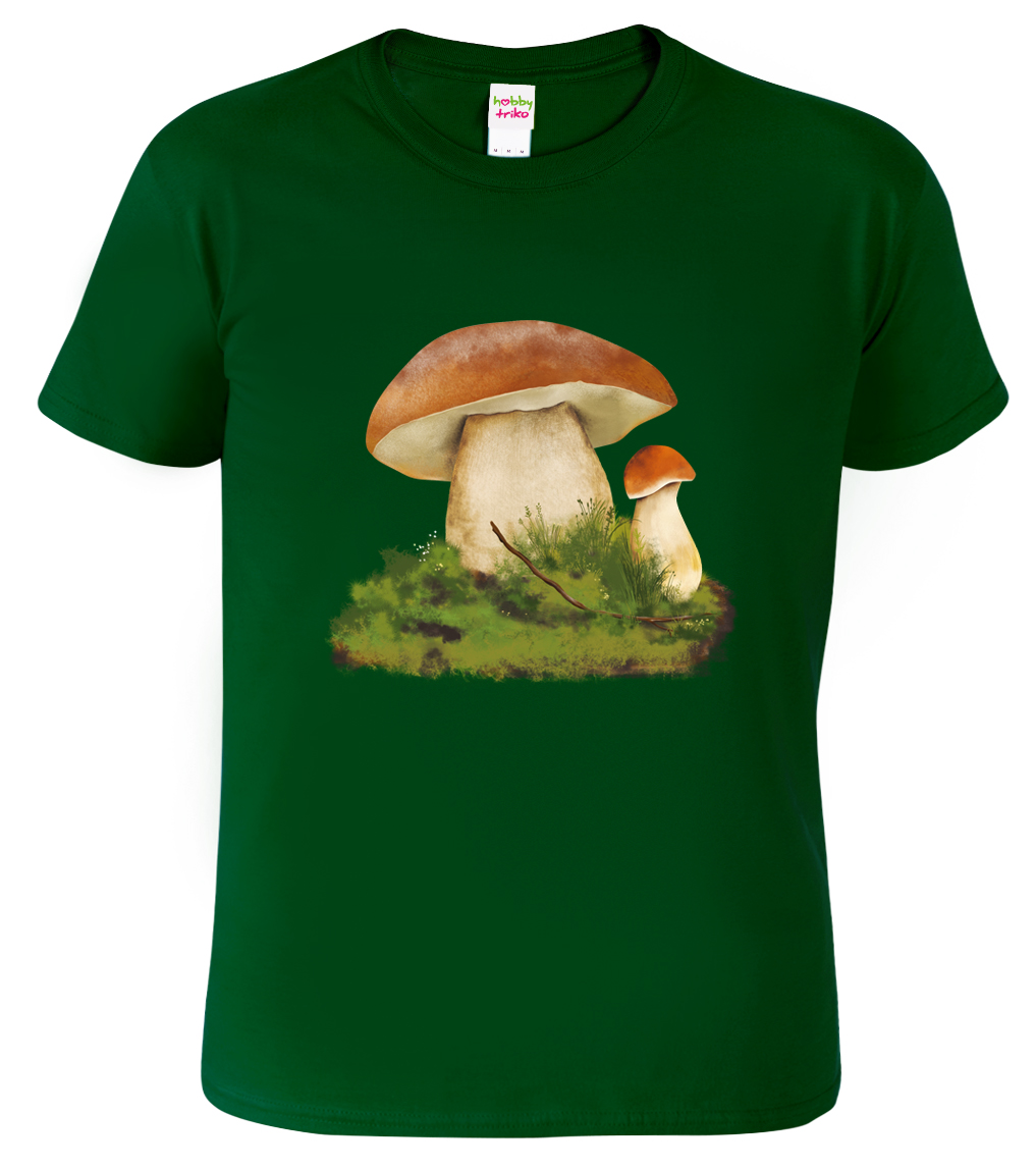 Pánské tričko pro houbaře - Hřib smrkový Barva: Lahvově zelená (06), Velikost: M