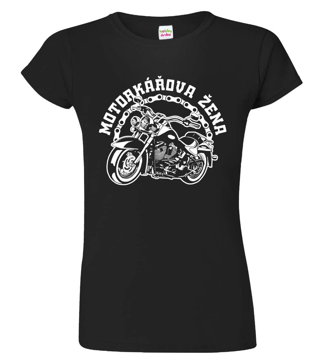 Dámské moto tričko - Motorkářova žena Barva: Černá (01), Velikost: L