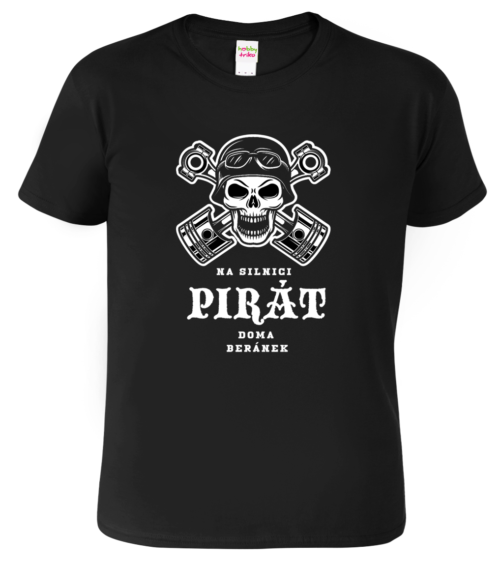 Pánské tričko pro motorkáře - Na silnici pirát Barva: Černá (01), Velikost: M