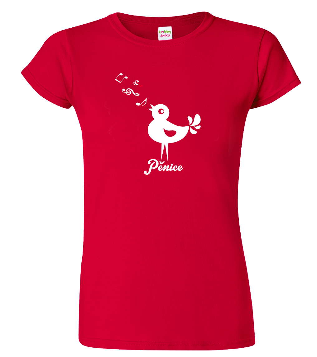 Dámské hudební tričko - Pěnice Barva: Červená (07), Velikost: XL
