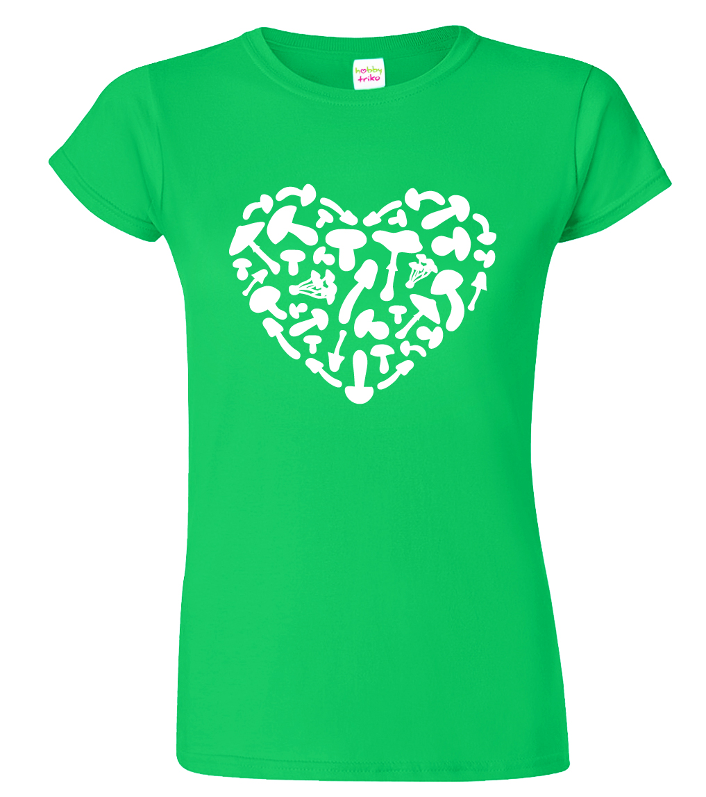 Dámské tričko pro houbaře - Houbařské srdce Barva: Středně zelená (16), Velikost: XL