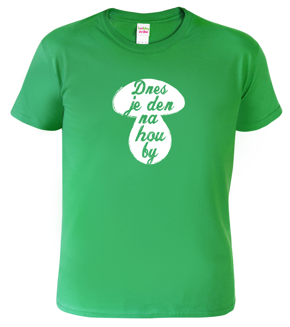 Pánské tričko (nejen) pro houbaře - Dnes je den houby Barva: Středně zelená (16), Velikost: XL