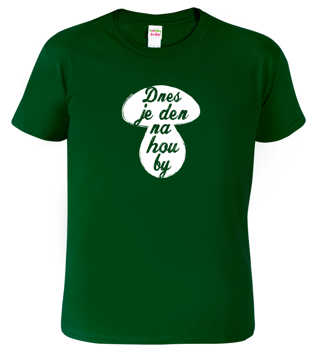 Pánské tričko (nejen) pro houbaře - Dnes je den houby Barva: Lahvově zelená (06), Velikost: 2XL