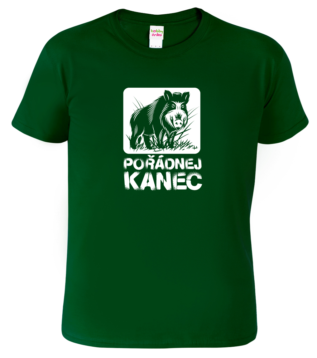 Pánské tričko pro myslivce - Pořádnej kanec Barva: Lahvově zelená (06), Velikost: XL