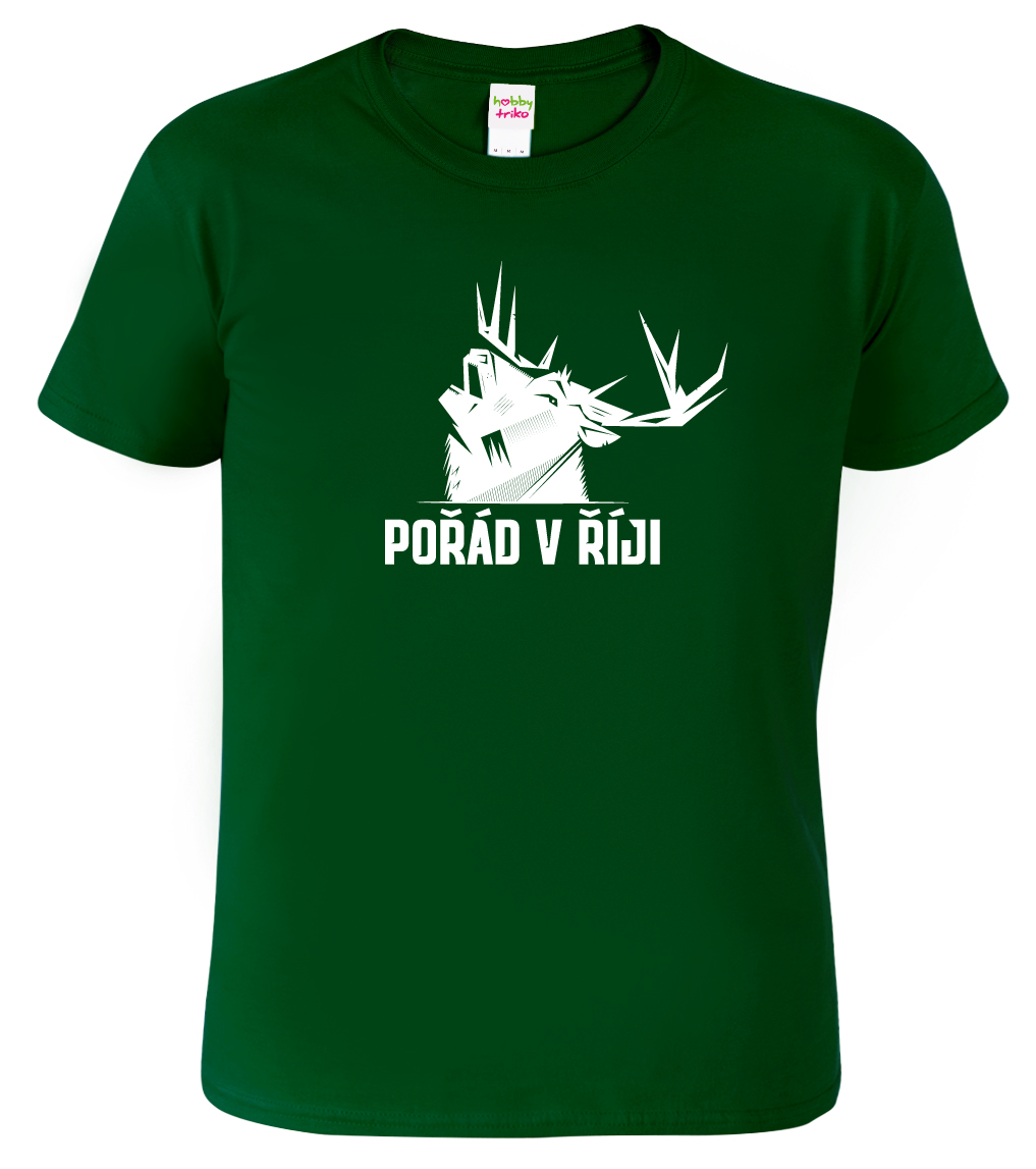 Pánské myslivecké tričko - Pořád v říji Barva: Lahvově zelená (06), Velikost: L