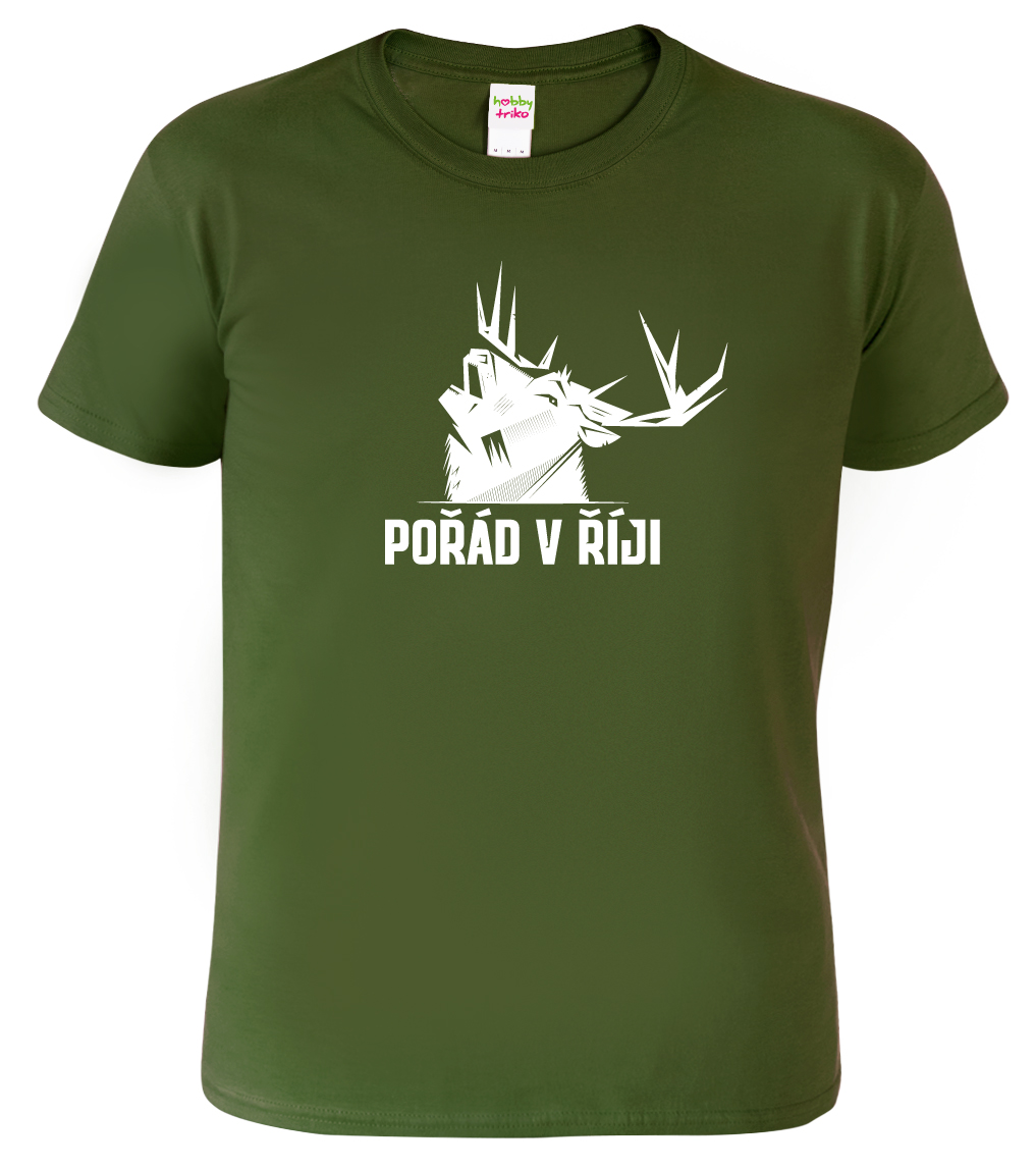 Pánské myslivecké tričko - Pořád v říji Barva: Vojenská zelená (Military Green), Velikost: S