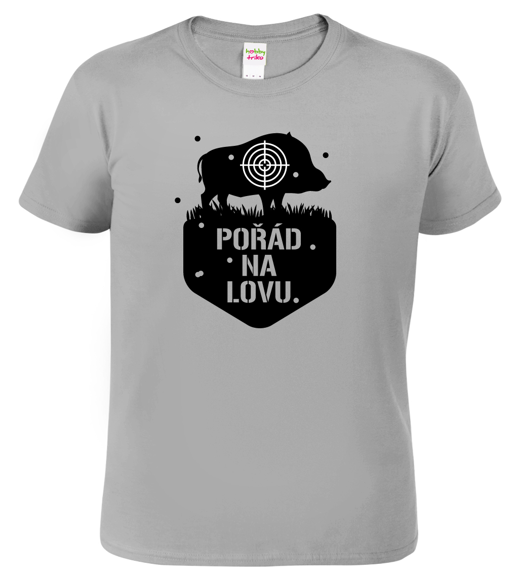 Pánské myslivecké tričko - Pořád na lovu Barva: Šedá - žíhaná (Sport Grey), Velikost: XL