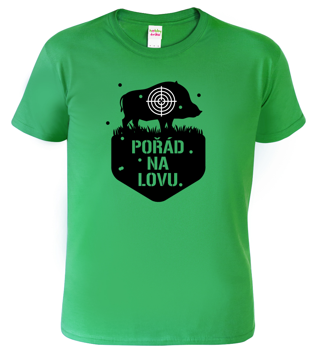 Pánské myslivecké tričko - Pořád na lovu Barva: Středně zelená (16), Velikost: XL