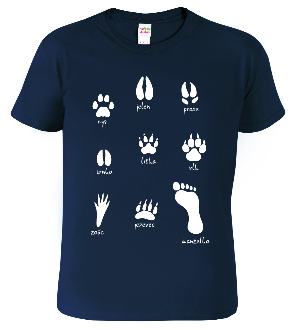 Pánské tričko pro myslivce - Stopy divé zvěře Barva: Námořní modrá (02), Velikost: M