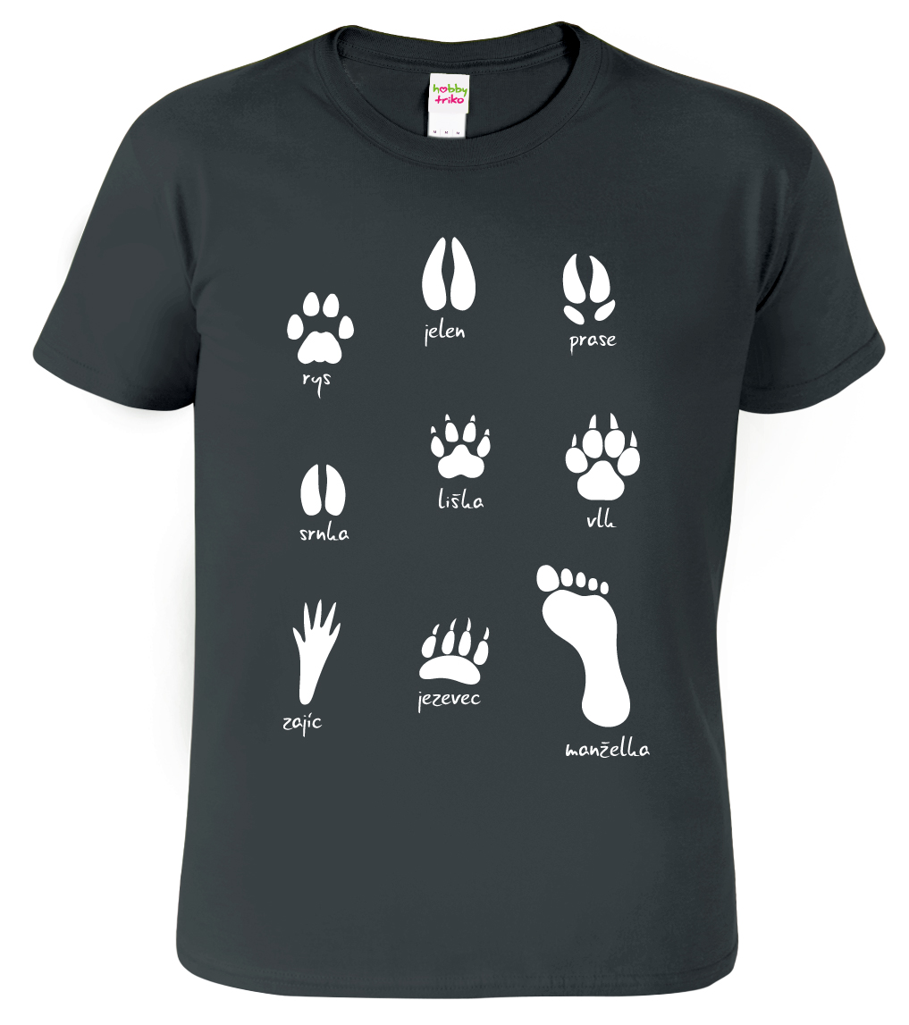Pánské tričko pro myslivce - Stopy divé zvěře Barva: Tmavá břidlice (67), Velikost: L