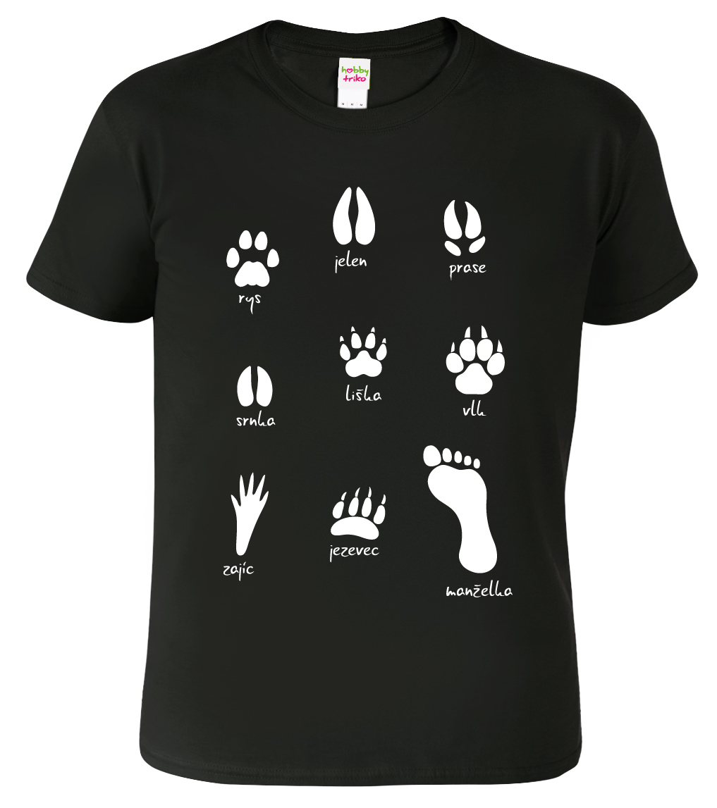 Pánské tričko pro myslivce - Stopy divé zvěře Barva: Černá (01), Velikost: 4XL