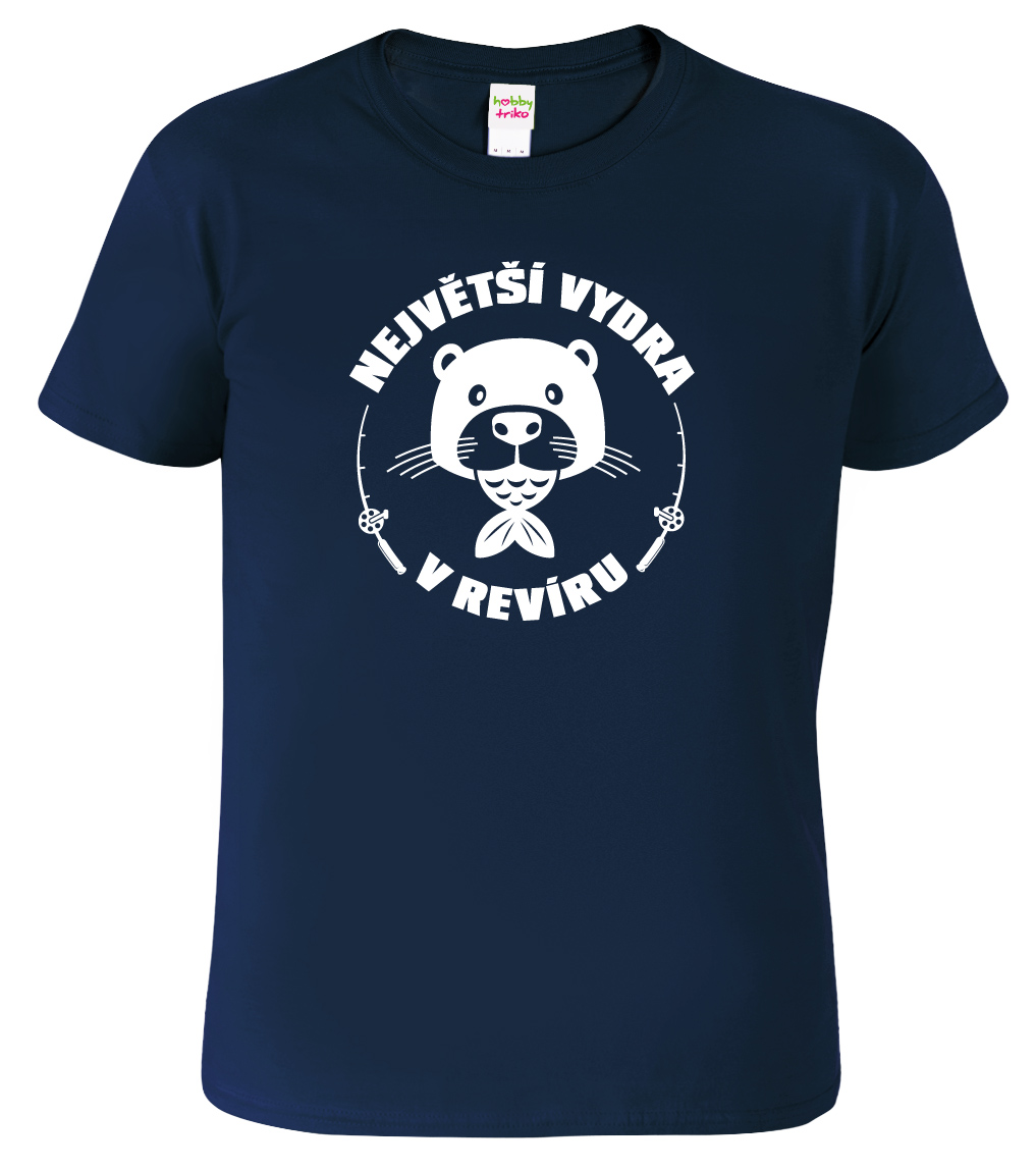 Pánské rybářské tričko - Největší vydra v revíru Barva: Námořní modrá (02), Velikost: XL