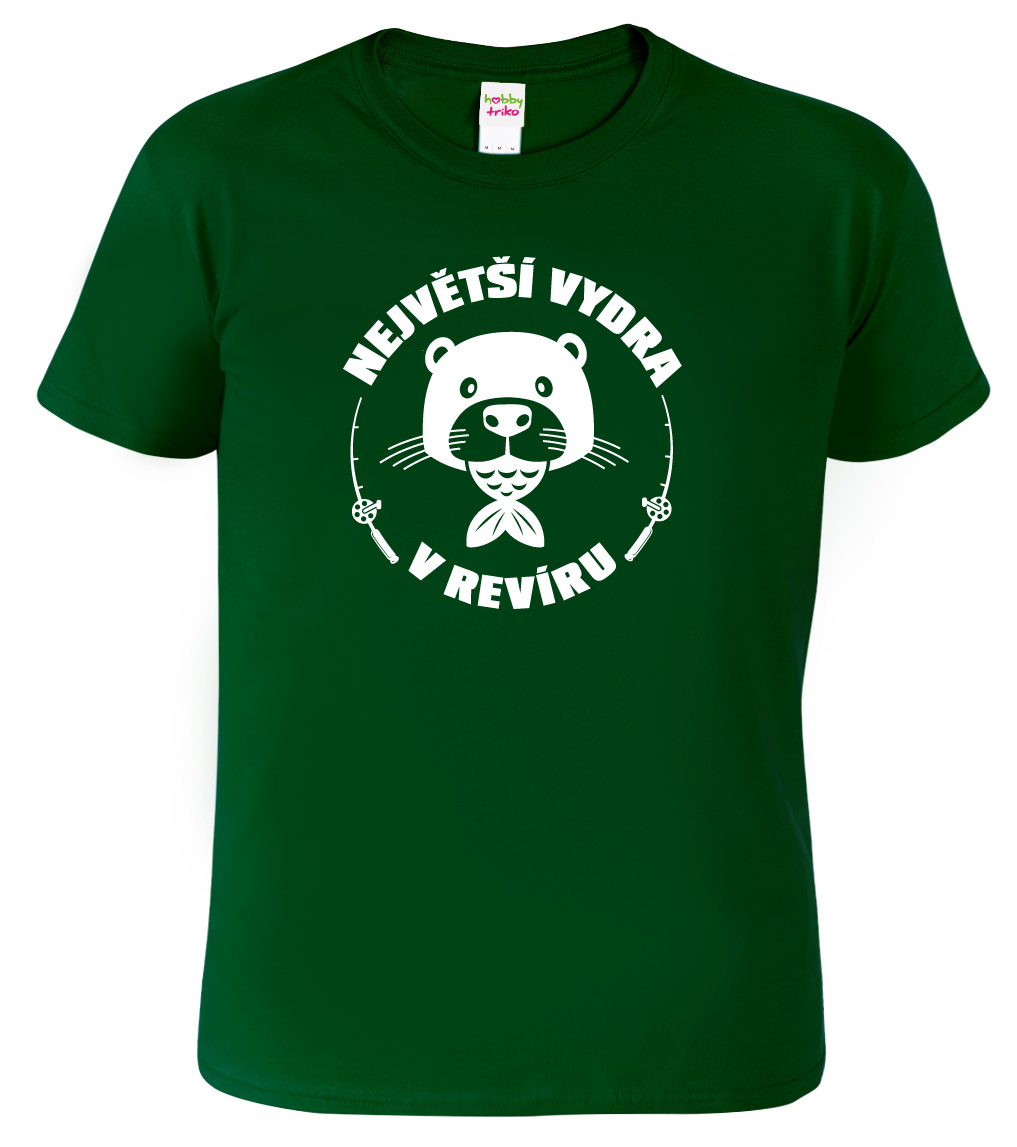 Pánské rybářské tričko - Největší vydra v revíru Barva: Lahvově zelená (06), Velikost: XL