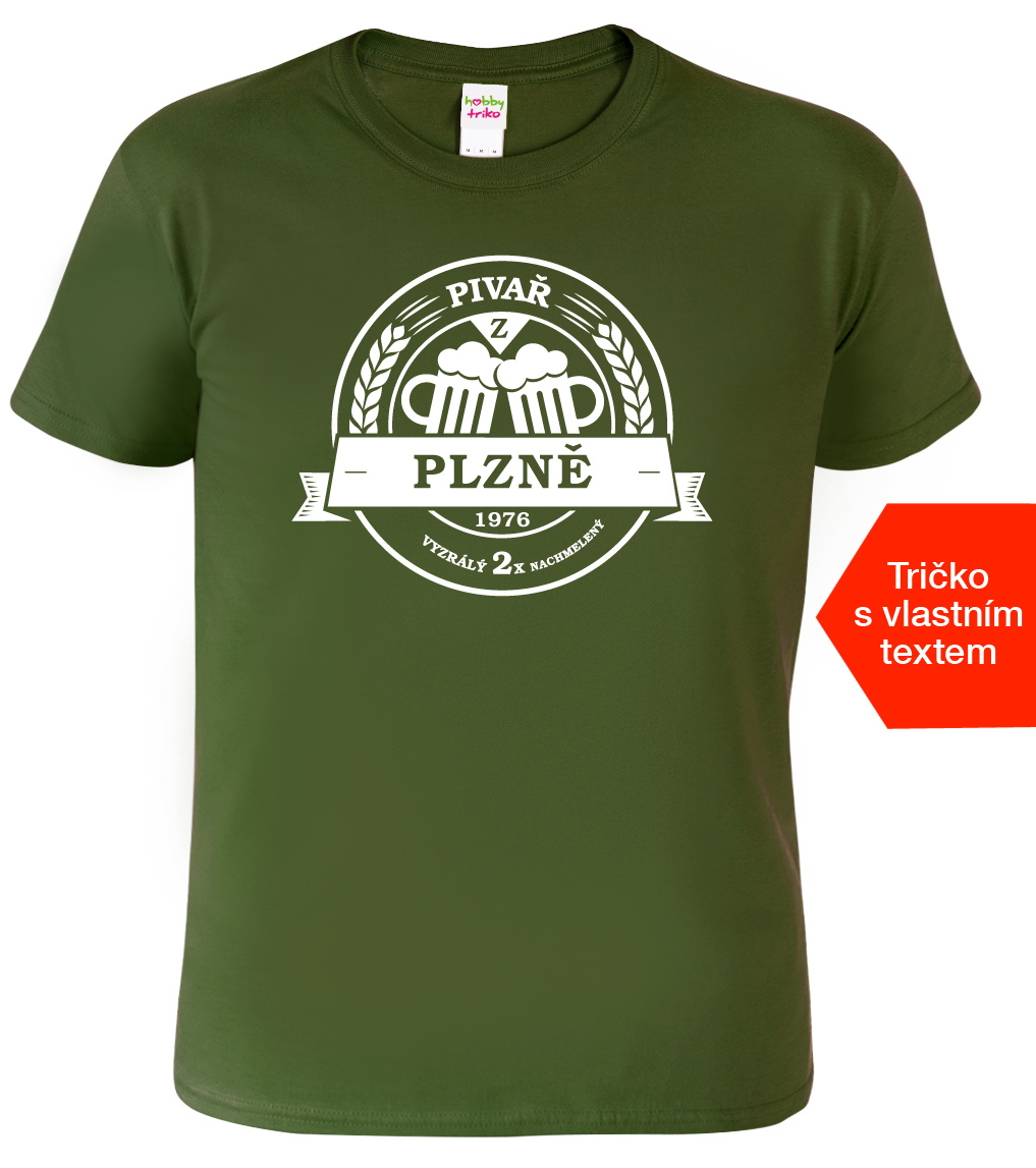 Pánské pivní tričko - Pivař z... Barva: Vojenská zelená (Military Green), Velikost: S