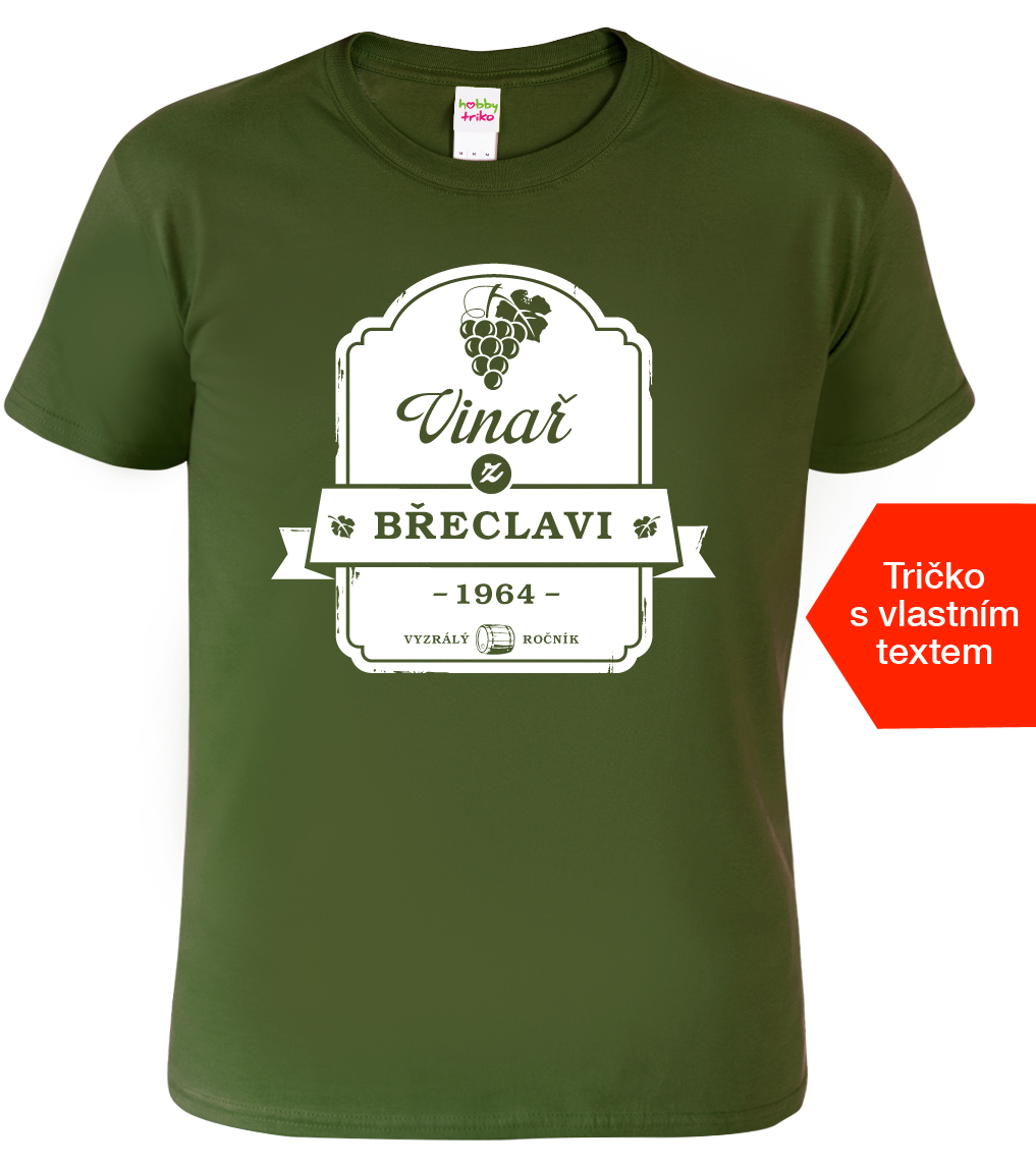 Pánské tričko pro vinaře - Vinař z... Barva: Vojenská zelená (Military Green), Velikost: S
