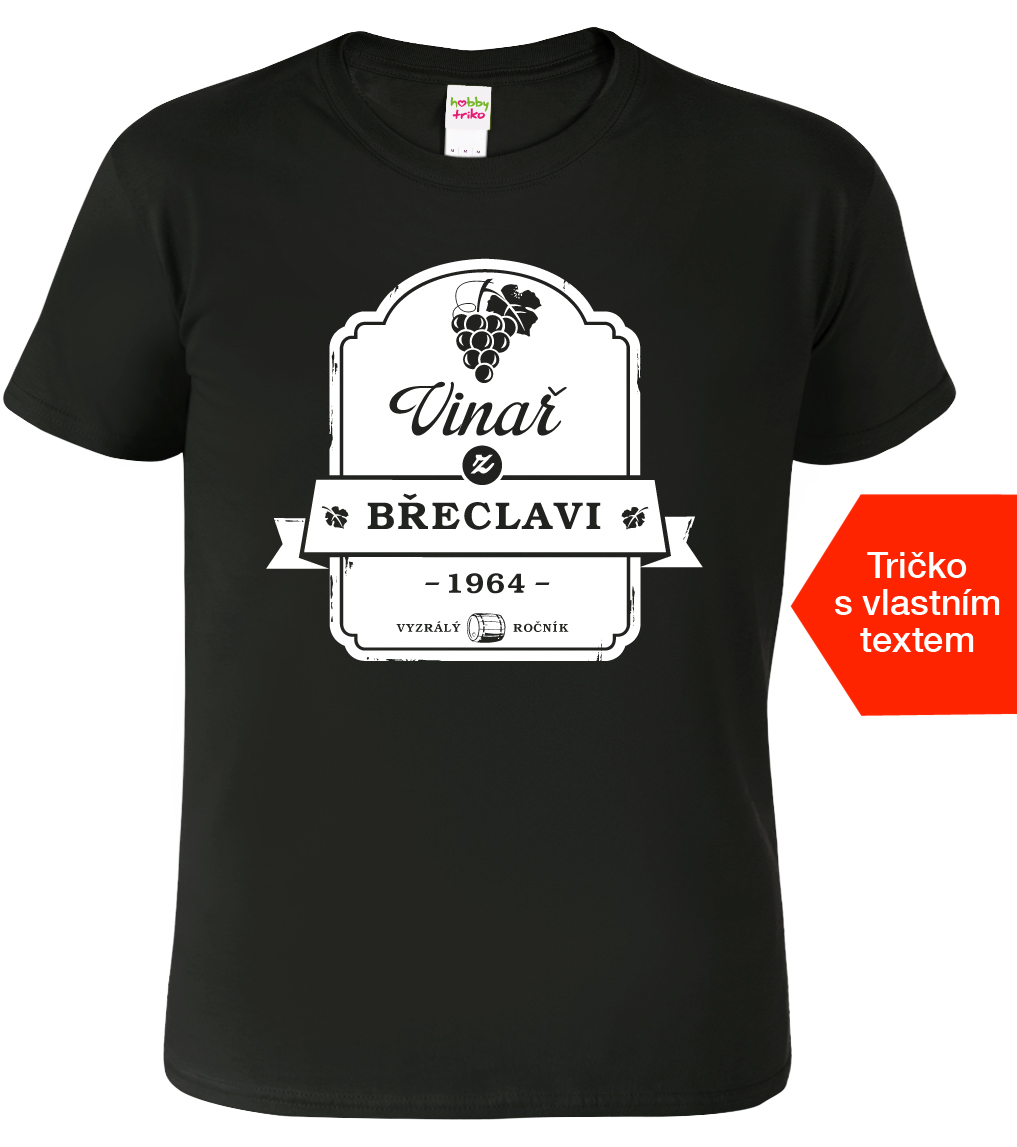 Pánské tričko pro vinaře - Vinař z... Barva: Černá (01), Velikost: S