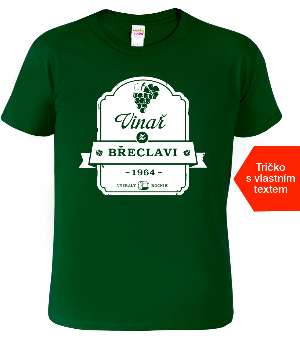 Pánské tričko pro vinaře - Vinař z... Barva: Lahvově zelená (06), Velikost: XL