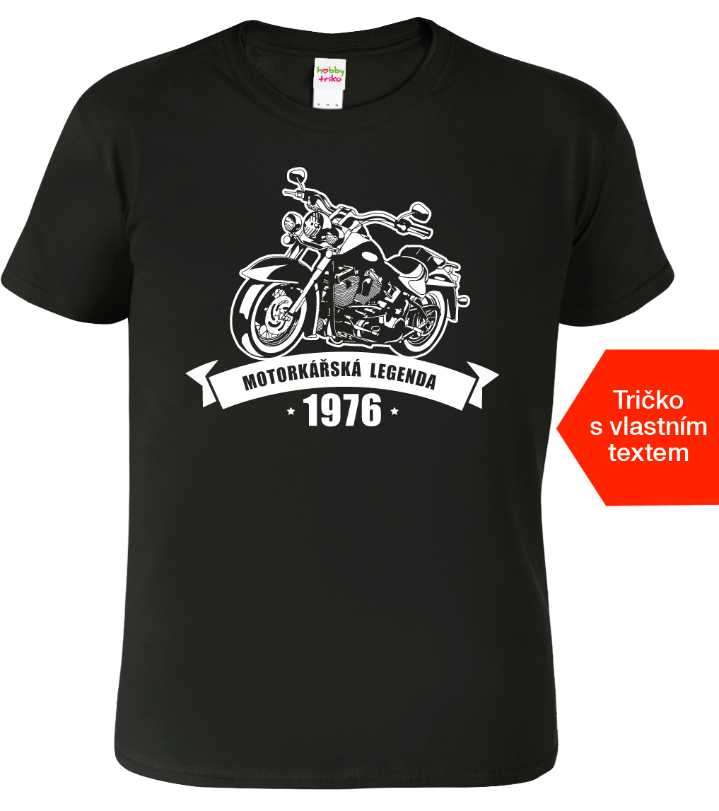Pánské tričko pro motorkáře k narozeninám - Motorkářská legenda Barva: Černá (01), Velikost: S