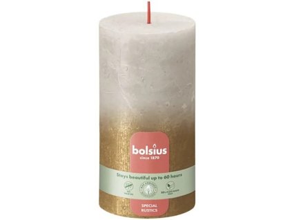 slo pm Bolsius Rustic Fading Metallic trupova sviecka rustikalna metalizovana ombre bez vone 13 cm 130 68 mm Sandy Gray Gold 12652 1