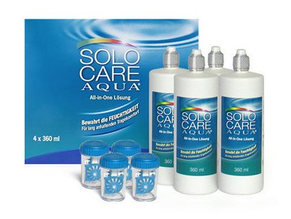 Solo Care Aqua System Pack 4x360 ml -roztok na mäkké kontaktné šošovky.