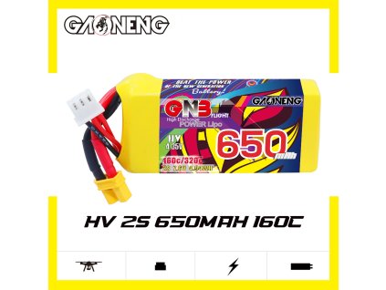 Battery GNB GAONENG 650mah 2S1P 7.6V HV 160C XH- JST 3P XT30