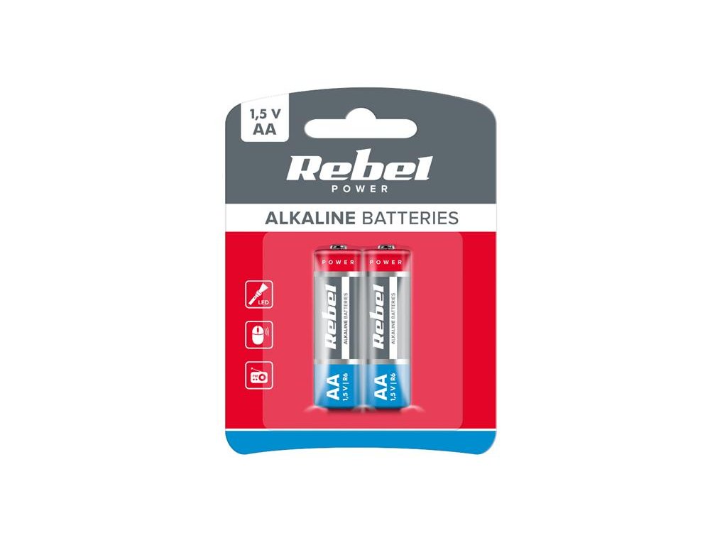 Batéria AA (R6) alkalická REBEL Alkaline Power 2ks / blister BAT0067B