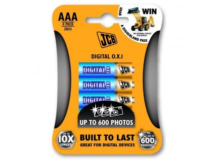 JCB OXI DIGITAL alkalická batéria LR03, blister 4 ks