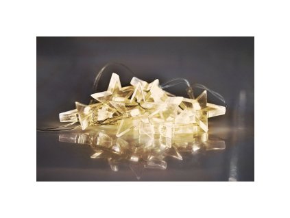 Solight LED vianočná reťaz, hviezdy, 1,5m, 10x LED, 2x AA, žluté svetlo
