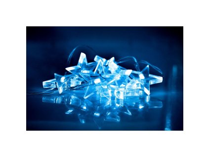 Solight LED vianočná reťaz, hviezdy, 1,5m, 10x LED, 2x AA, modré svetlo
