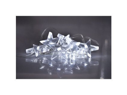 Solight LED vianočná reťaz, hviezdy, 1,5m, 10x LED, 2x AA, biele svetlo